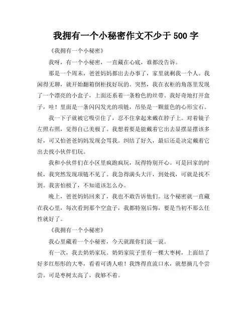 我拥有一个小秘密作文不少于500字