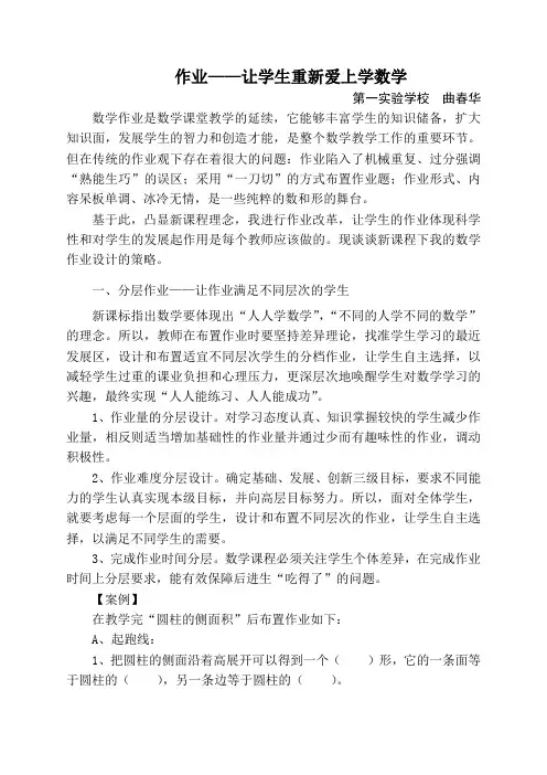 分层作业论文