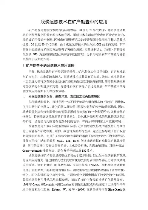 浅谈RS在矿产勘查中的应用