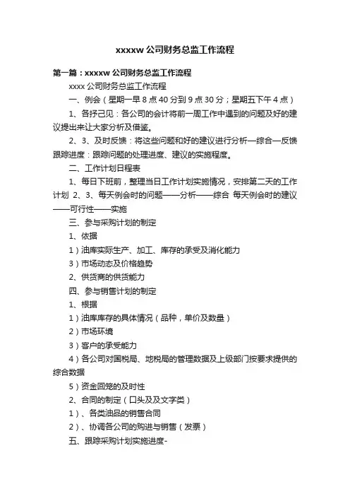 xxxxw公司财务总监工作流程