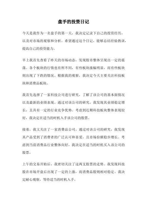 盘手的投资日记