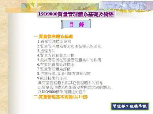 ISO9000质量管理体系基础及术语(PPT 30页)