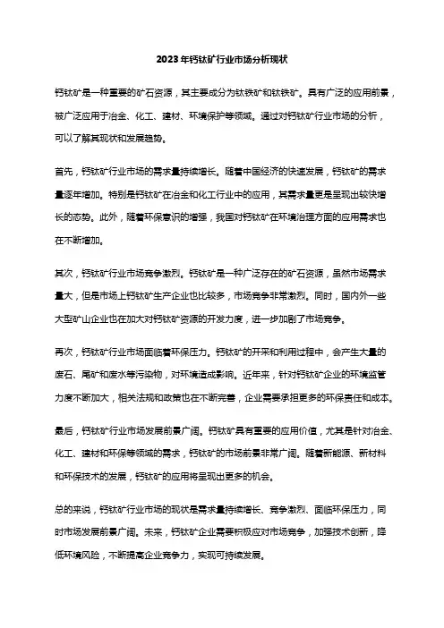 2023年钙钛矿行业市场分析现状