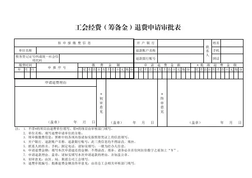 工会经费退费申请审批表