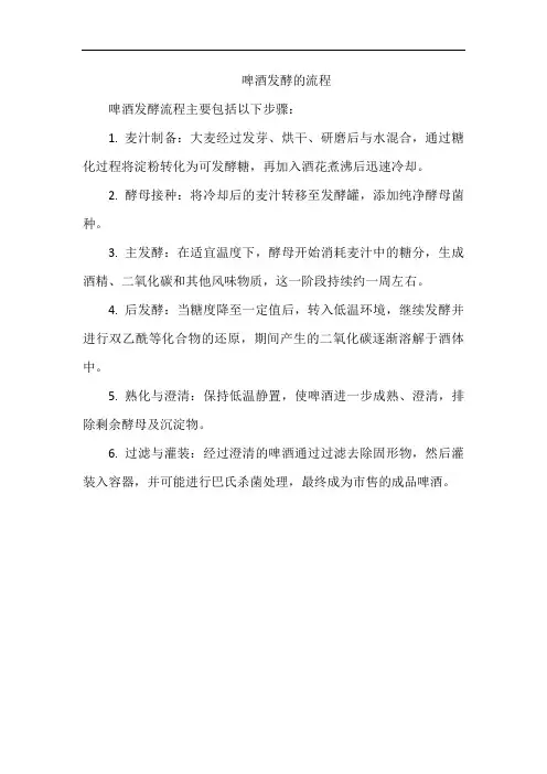 啤酒发酵的流程