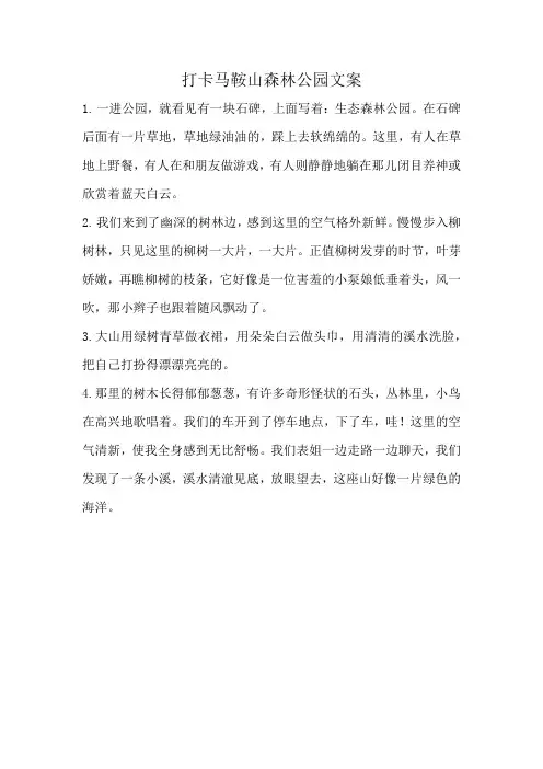 打卡马鞍山森林公园文案