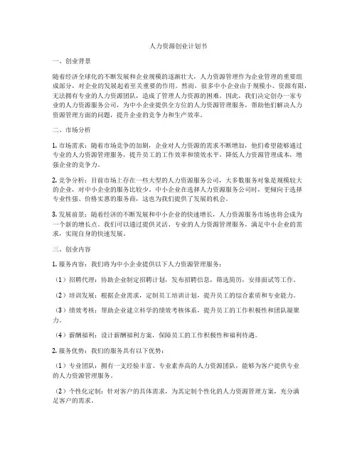 人力资源创业计划书