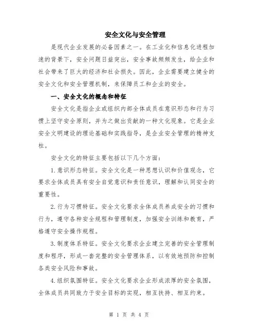 安全文化与安全管理