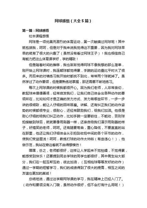 网球感悟（大全5篇）