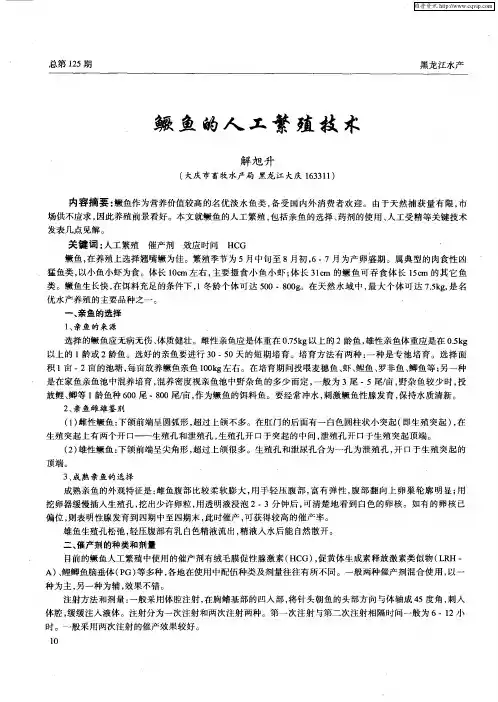 鳜鱼的人工繁殖技术