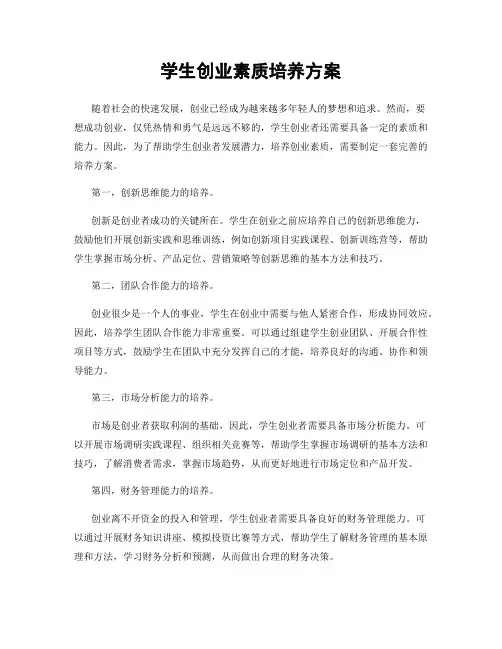 学生创业素质培养方案