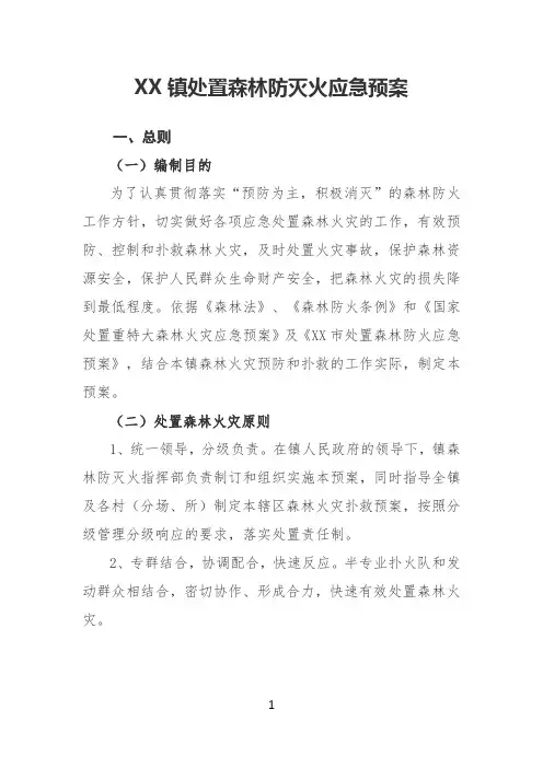 乡镇森林防灭火应急处置预案