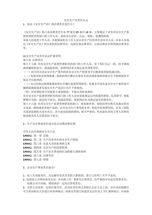 安全生产法责任认定安全生产