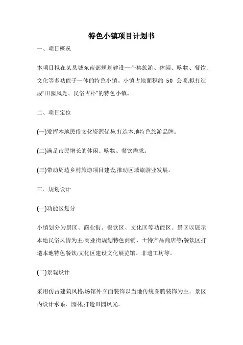 特色小镇项目计划书