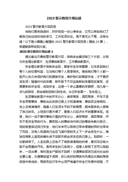 2023警示教育片观后感（精选23篇）