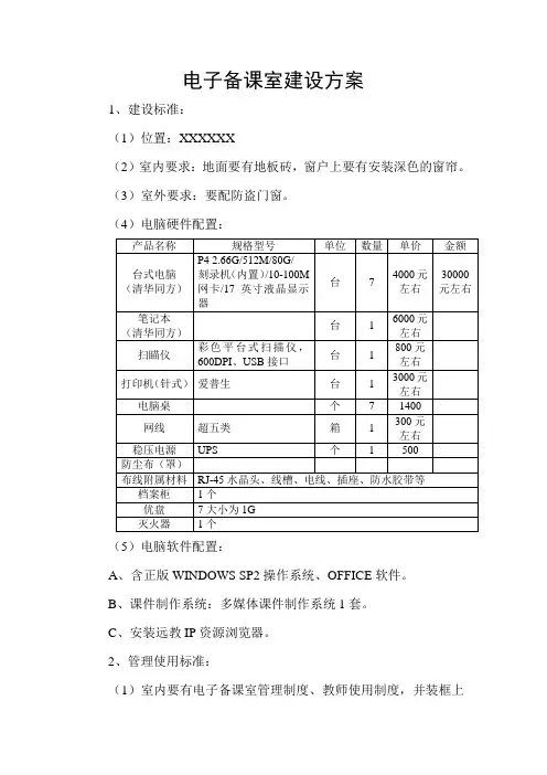 电子备课室建设方案