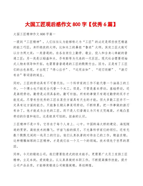 大国工匠观后感作文800字【优秀6篇】