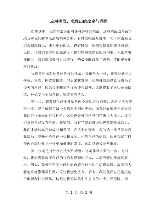应对挑战,我做出的改变与调整