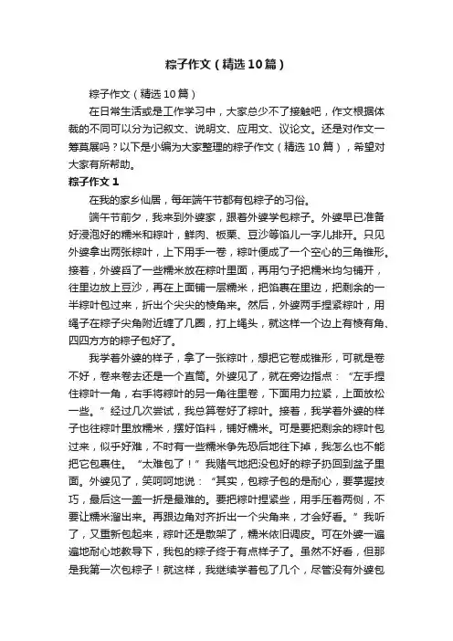 粽子作文（精选10篇）