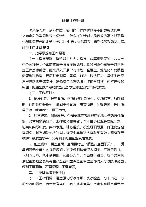 计量工作计划四篇