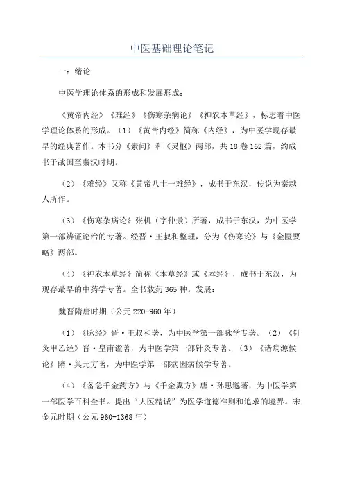 中医基础理论笔记