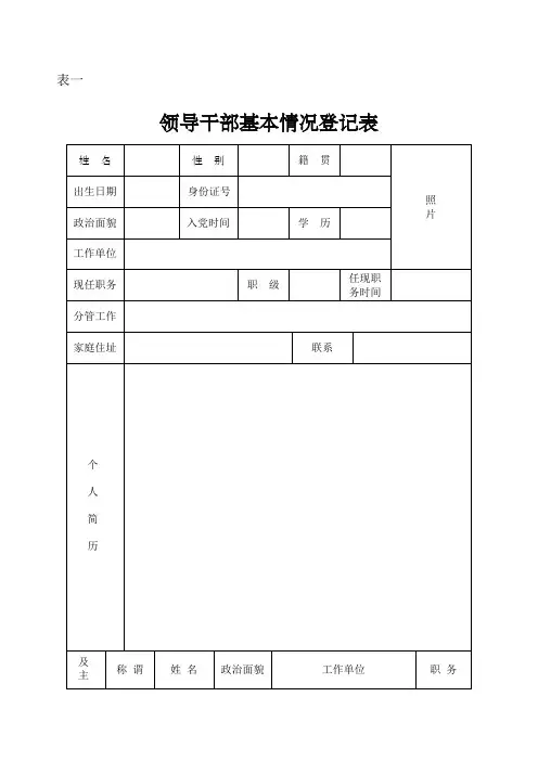 领导干部基本情况登记表
