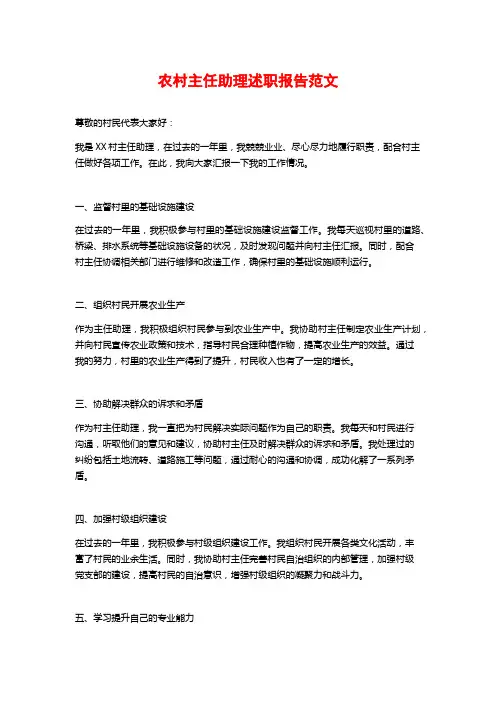 农村主任助理述职报告范文