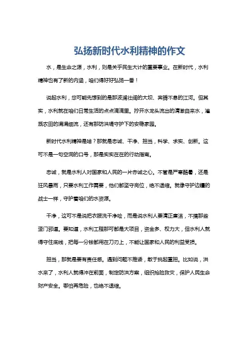 弘扬新时代水利精神的作文