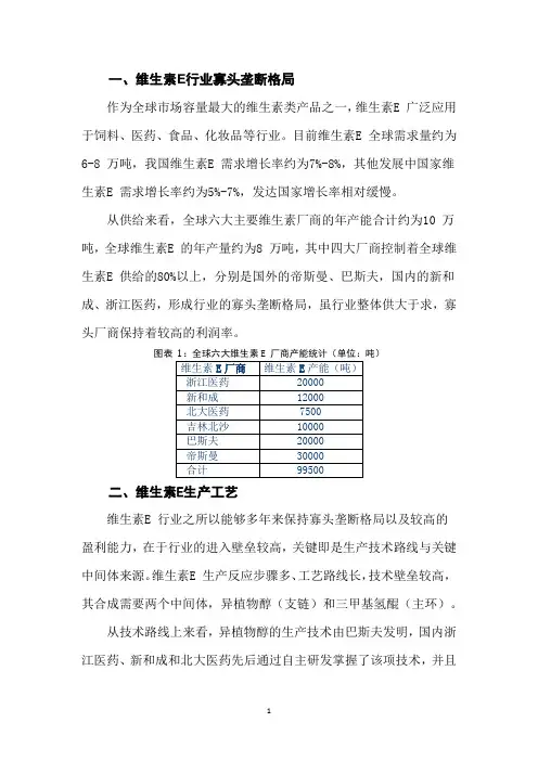 维生素E行业研究报告