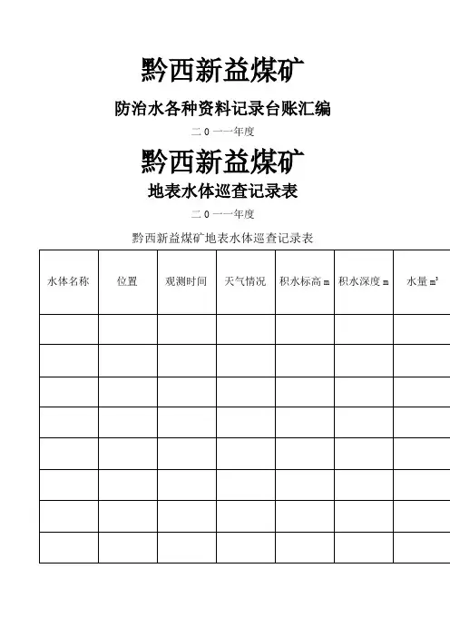 探放水各种记录台帐大全