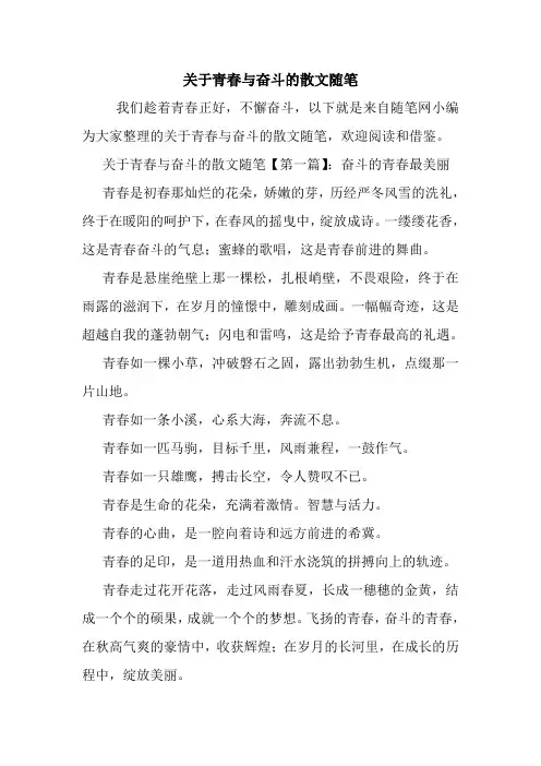 最新关于青春与奋斗的散文随笔