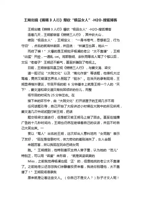 王朔出镜《锵锵3人行》爆砍“极品女人”-H2O-搜狐博客