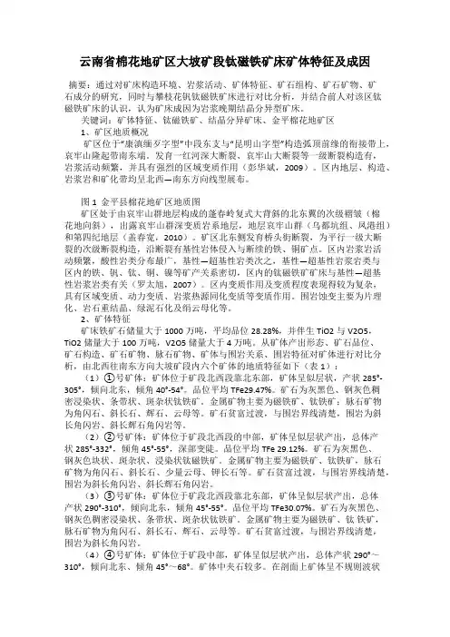 云南省棉花地矿区大坡矿段钛磁铁矿床矿体特征及成因