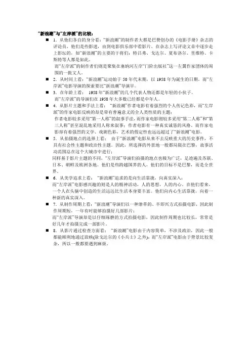 “新浪潮”与“左岸派”的比较：