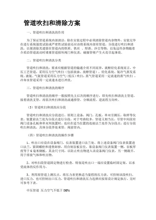 管道吹扫和清除方案