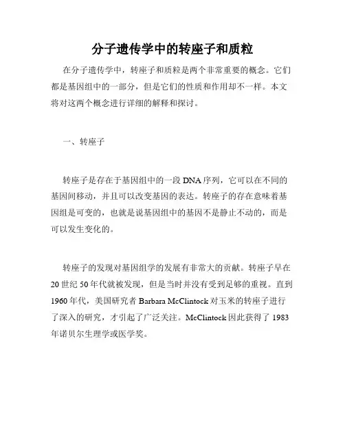 分子遗传学中的转座子和质粒