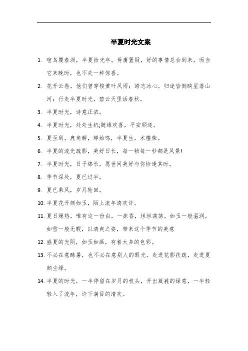 半夏拾光文案