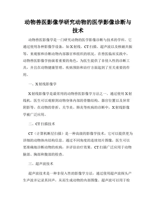 动物兽医影像学研究动物的医学影像诊断与技术