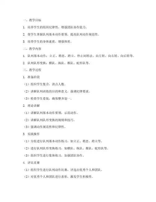 队列训练教案模板范文