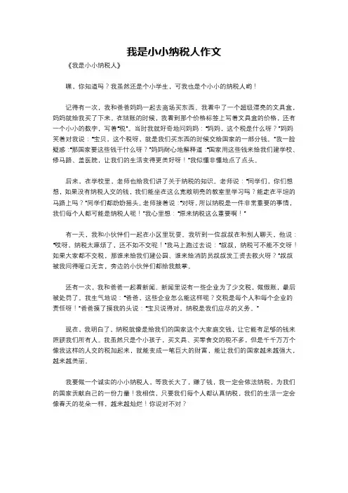我是小小纳税人作文