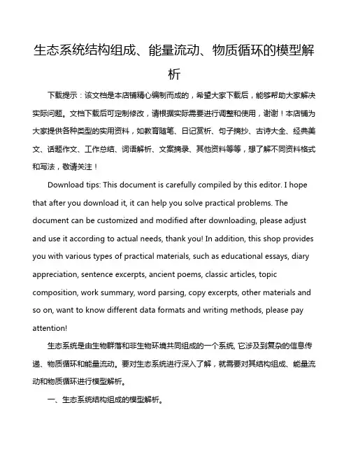 生态系统结构组成、能量流动、物质循环的模型解析