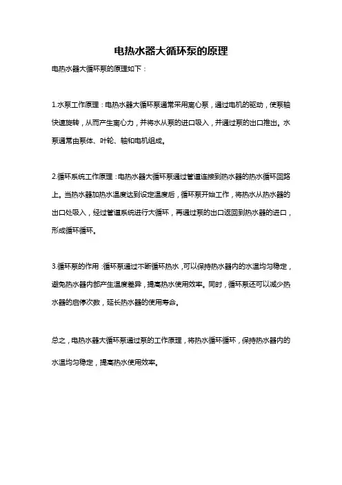 电热水器大循环泵的原理
