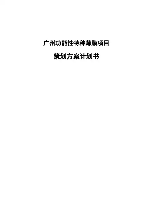 广州功能性特种薄膜项目策划方案计划书