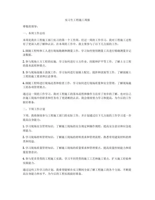 实习生工程施工周报