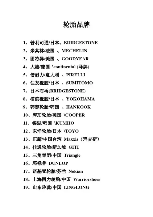 最新 轮胎品牌