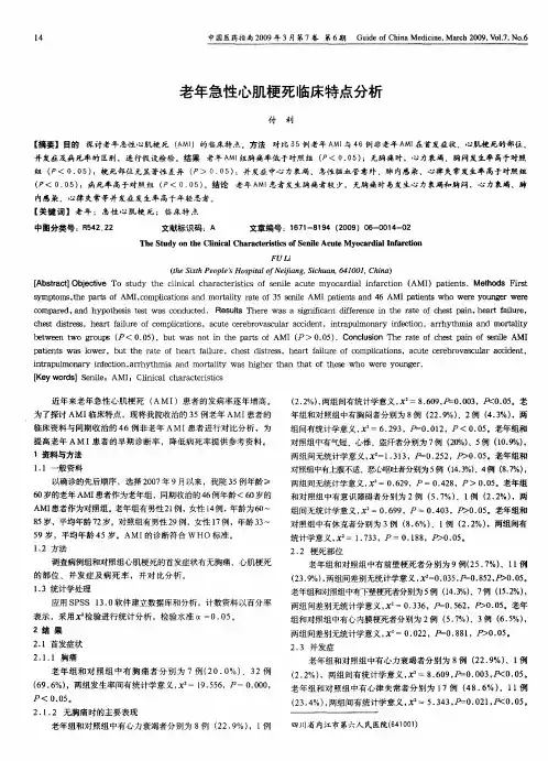 老年急性心肌梗死临床特点分析