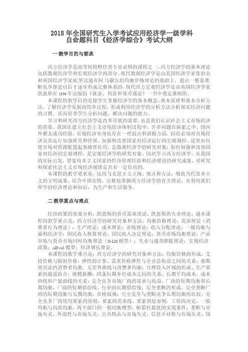 自命题科目《经济学综合》考试大纲.doc