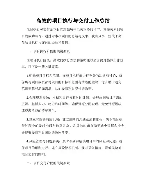 高效的项目执行与交付工作总结