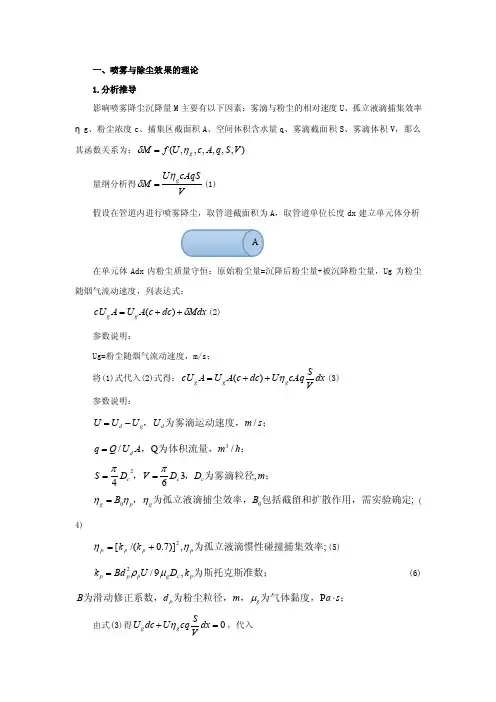 喷雾除尘方案计算书
