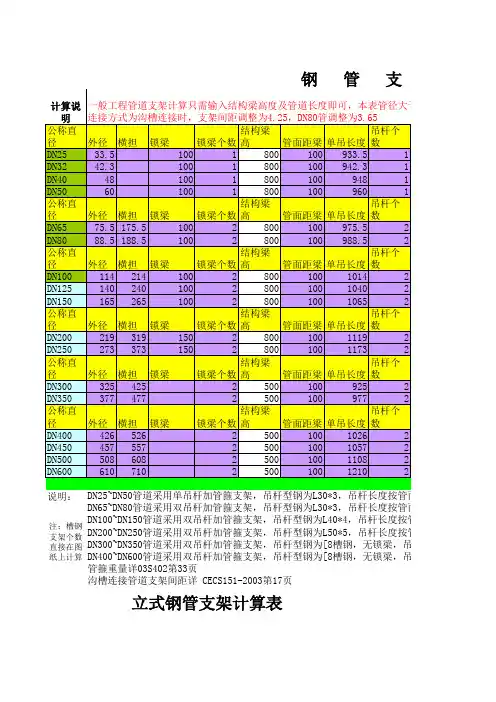 管道支架计算公式